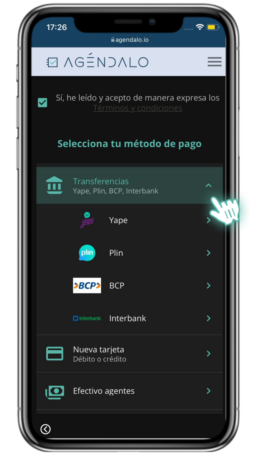 Cobra el servicio con diferentes opciones de pago